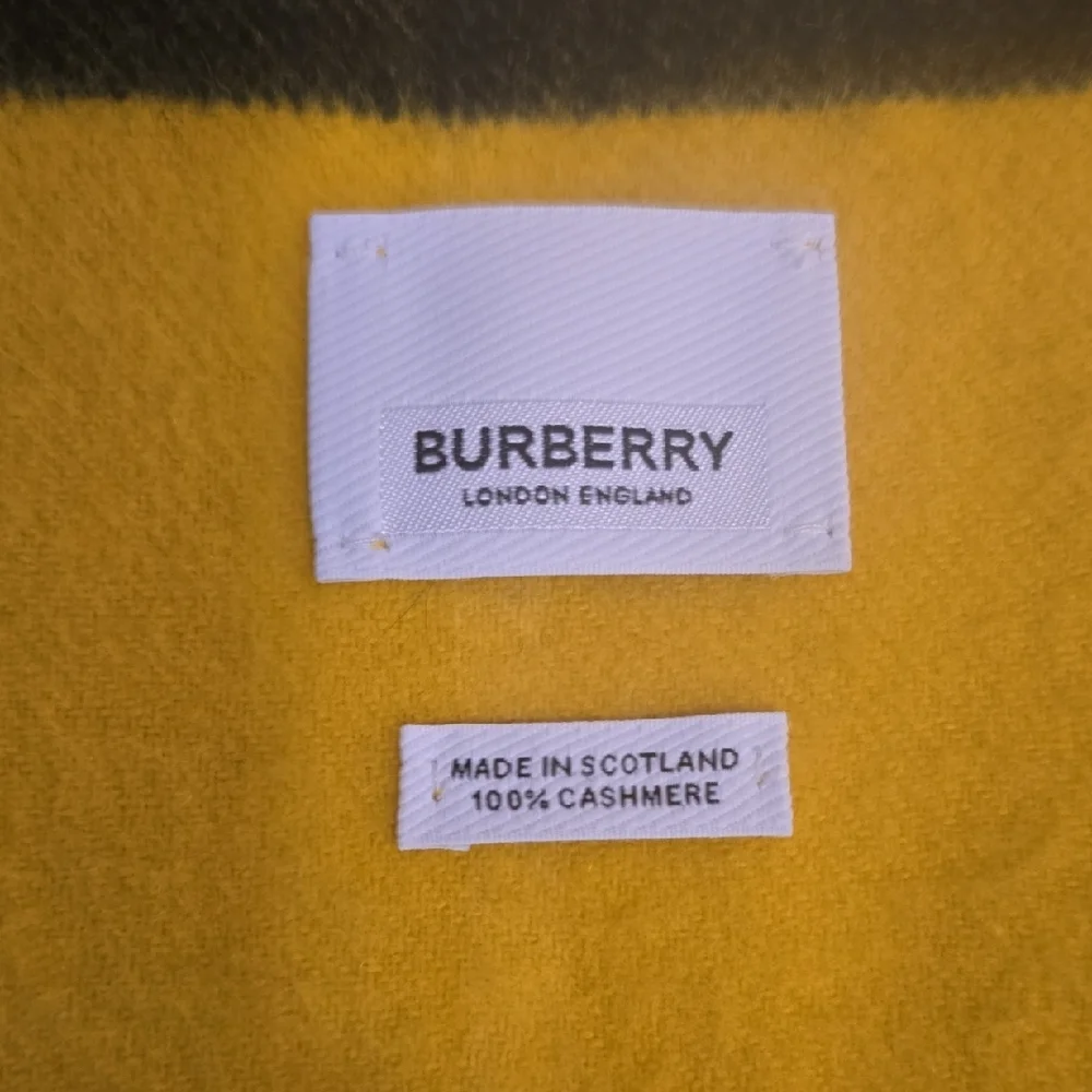 Burberry Mustard and Black Checkered Scarf